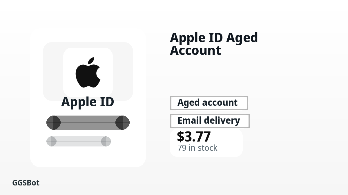 Apple ID Aged Account product image with localized buying, stock, delivery and crypto checkout text
