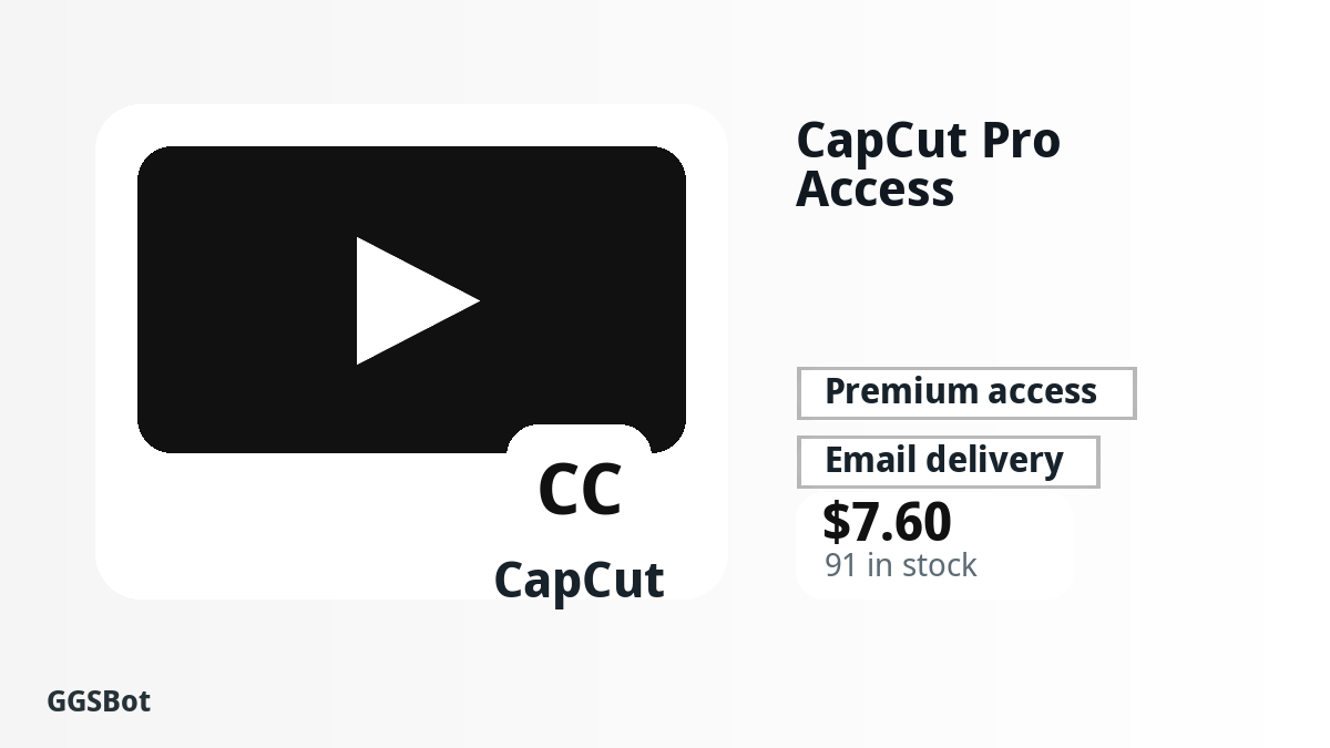 CapCut Pro Access product image with localized buying, stock, delivery and crypto checkout text