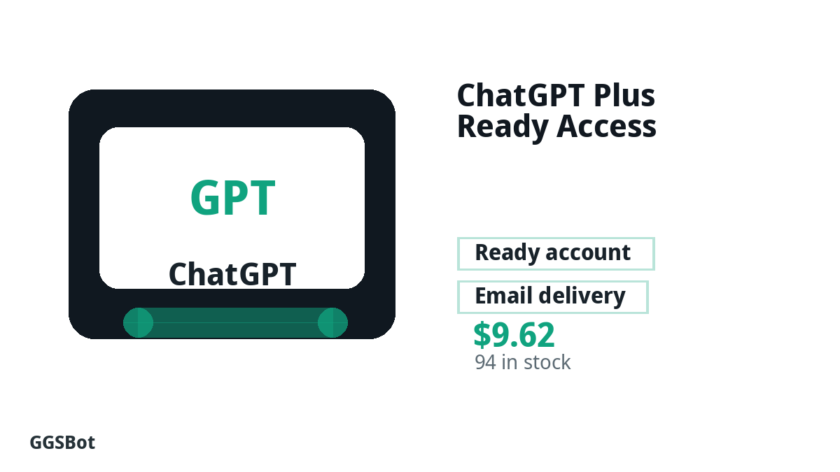 ChatGPT Plus Ready Access product image with localized buying, stock, delivery and crypto checkout text