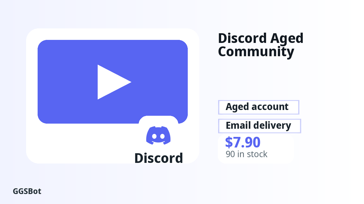 Discord Aged Community Account product image with localized buying, stock, delivery and crypto checkout text