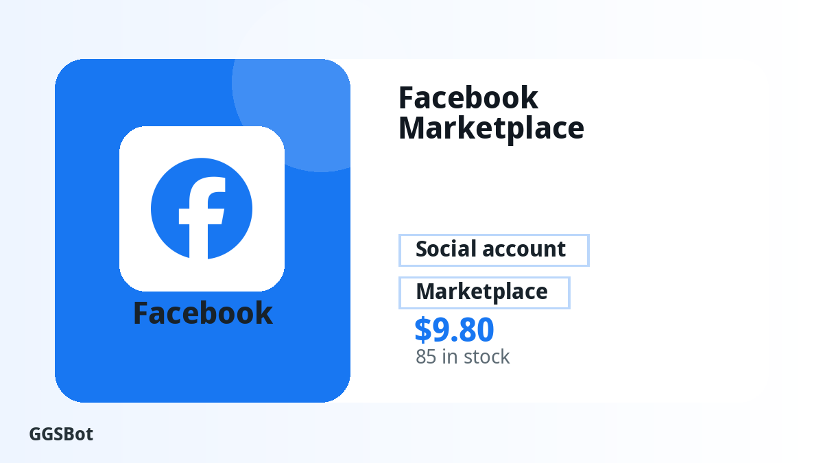 Facebook Marketplace Account product image with localized buying, stock, delivery and crypto checkout text