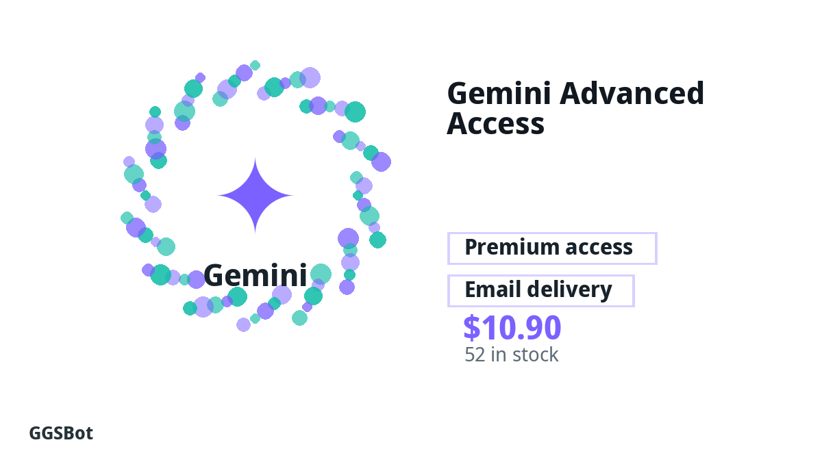Gemini Advanced Access product image with localized buying, stock, delivery and crypto checkout text