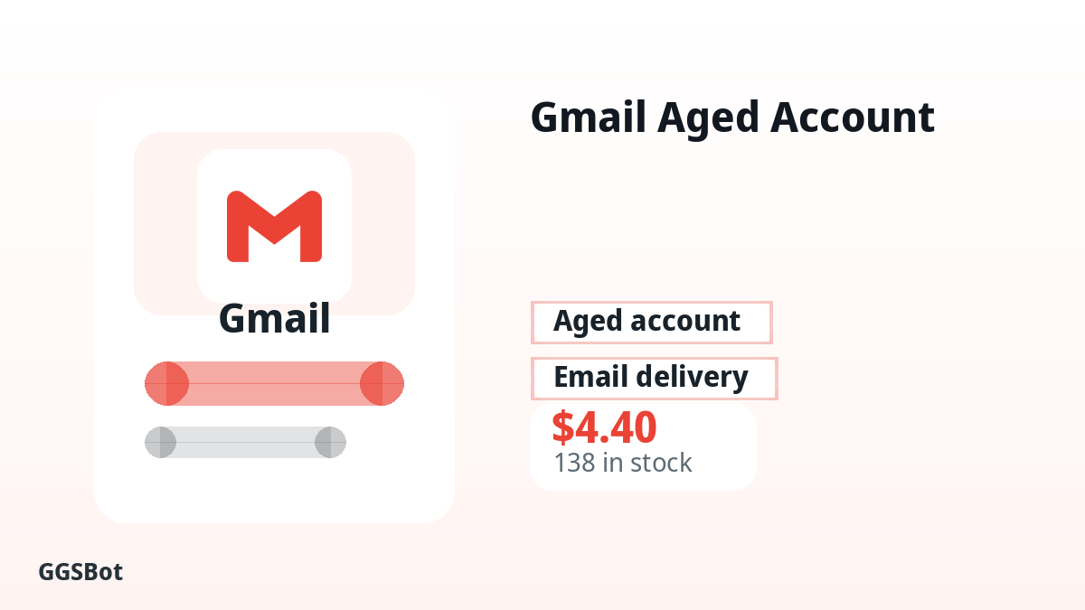 Gmail Aged Account product image with localized buying, stock, delivery and crypto checkout text