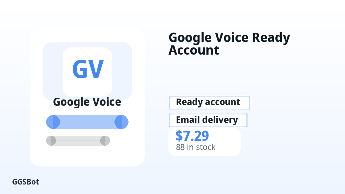 Google Voice Ready Account product image with localized buying, stock, delivery and crypto checkout text