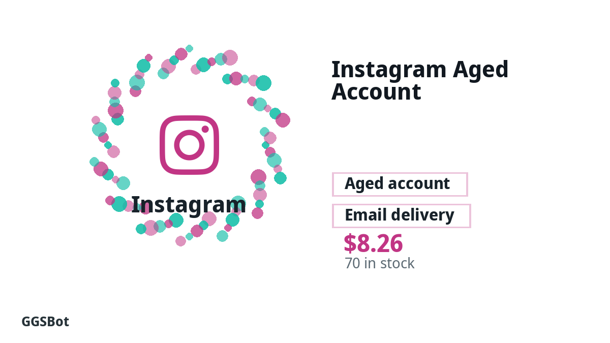 Instagram Aged Account product image with localized buying, stock, delivery and crypto checkout text