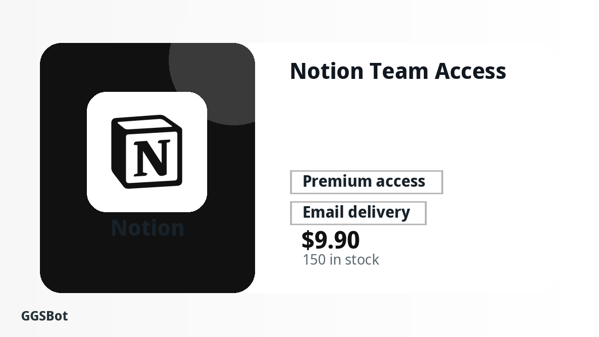 Notion Team Access product image with localized buying, stock, delivery and crypto checkout text