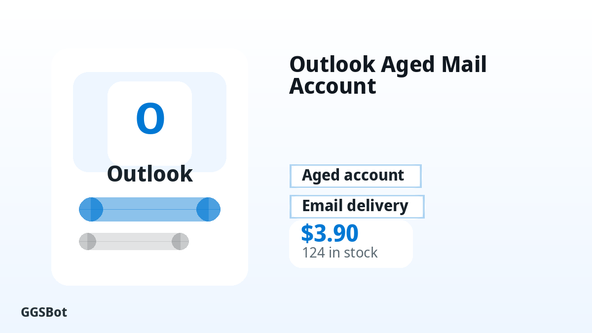 Outlook Aged Mail Account product image with localized buying, stock, delivery and crypto checkout text