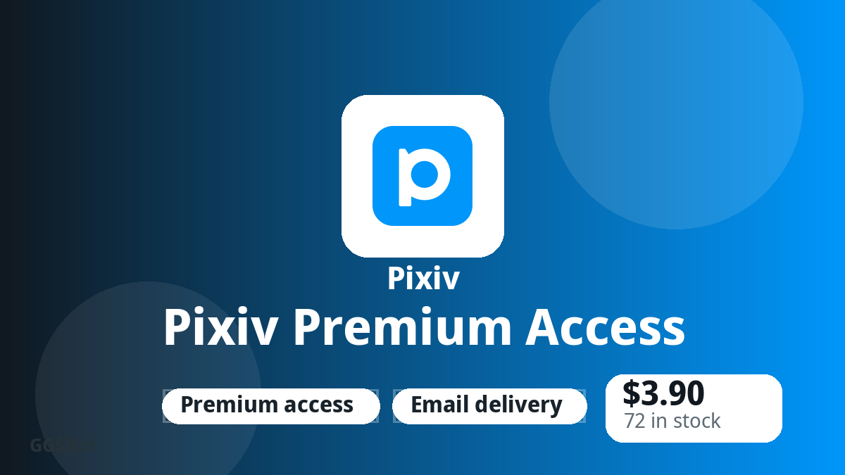 Pixiv Premium Access product image with localized buying, stock, delivery and crypto checkout text
