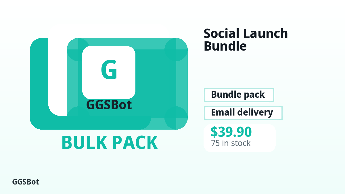 Social Launch Bundle product image with localized buying, stock, delivery and crypto checkout text