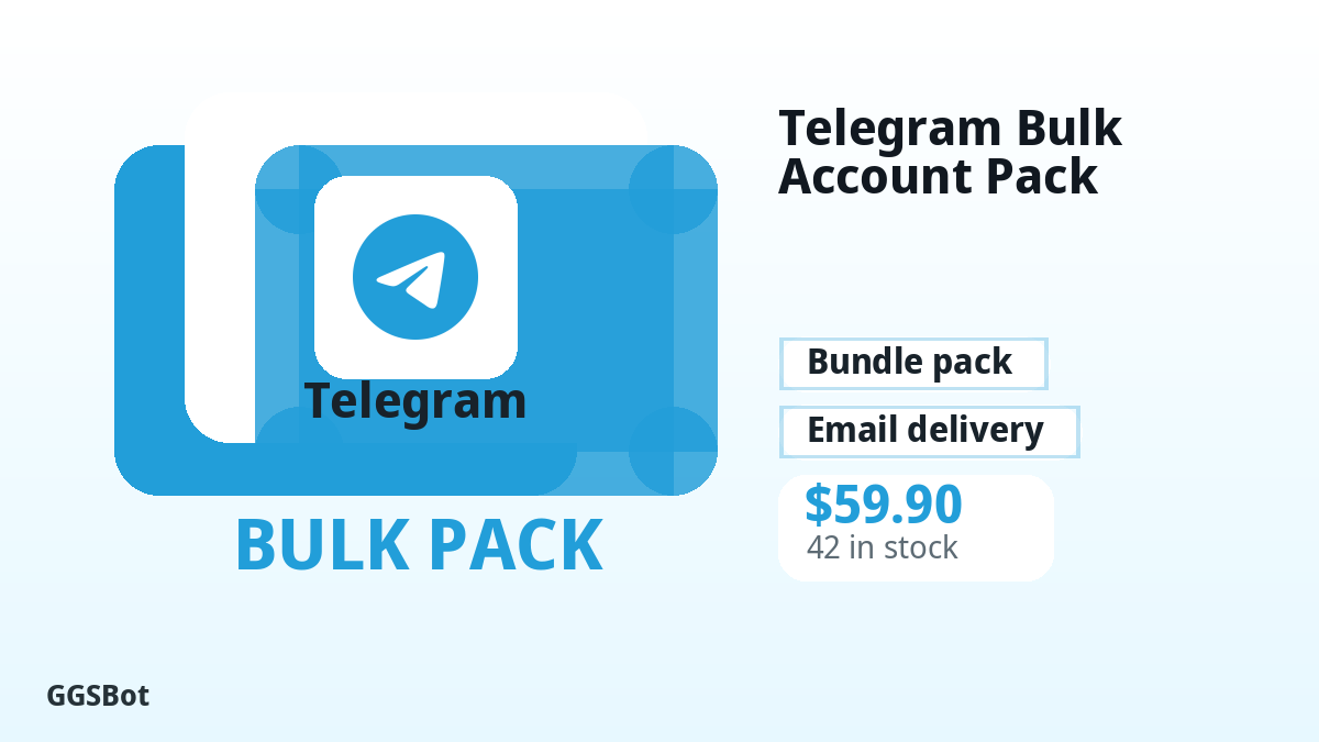 Telegram Bulk Account Pack product image with localized buying, stock, delivery and crypto checkout text