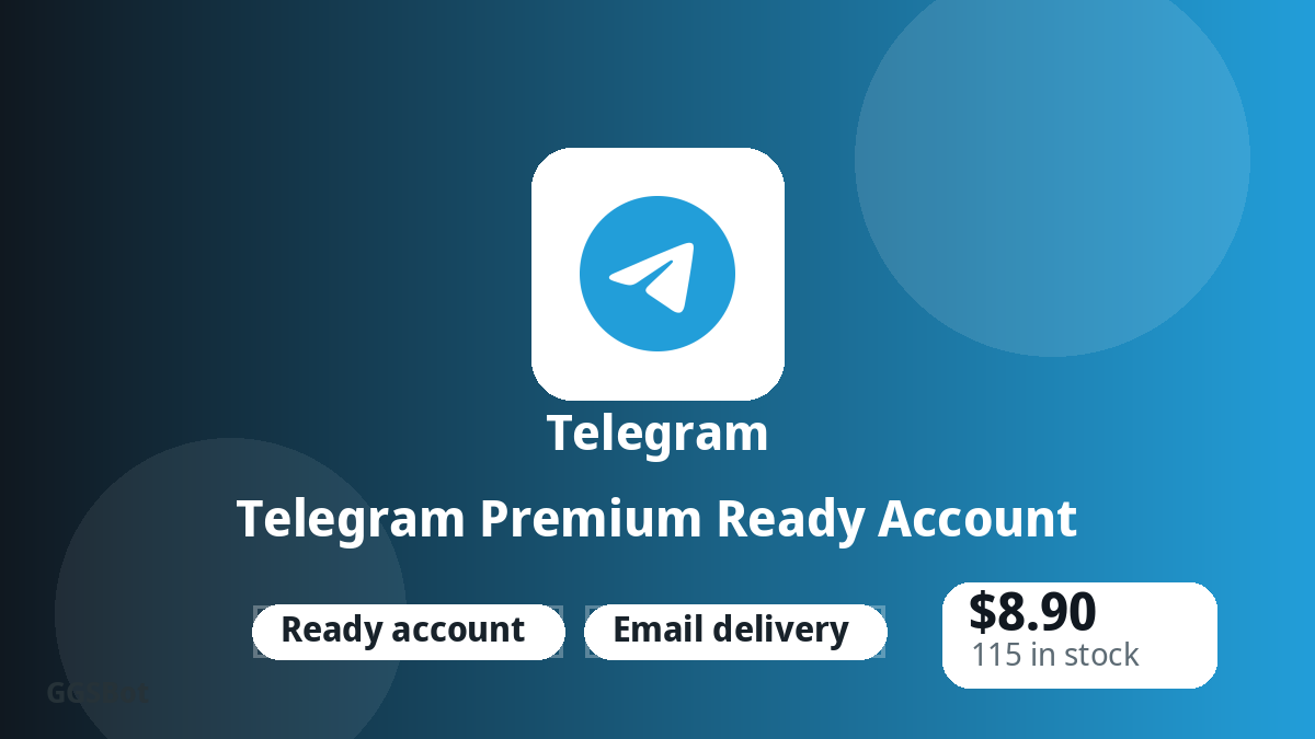Telegram Premium Ready Account product image with localized buying, stock, delivery and crypto checkout text