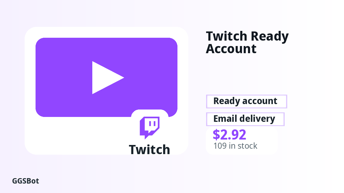 Twitch Ready Account product image with localized buying, stock, delivery and crypto checkout text