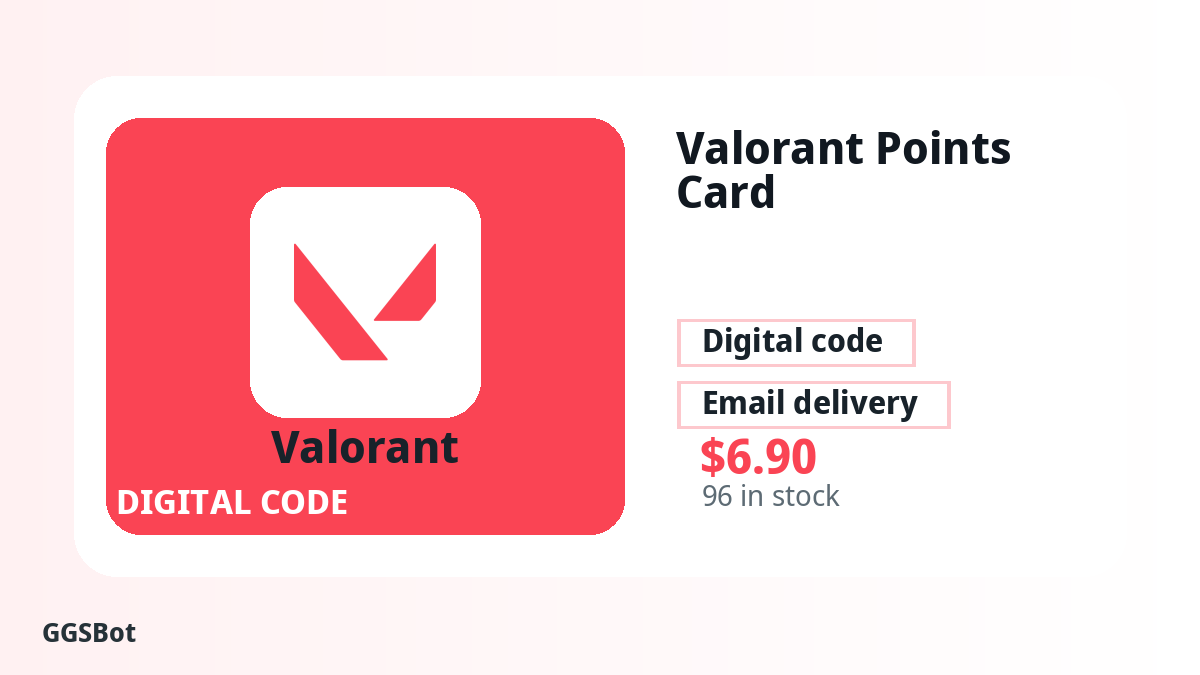 Valorant Points Card product image with localized buying, stock, delivery and crypto checkout text