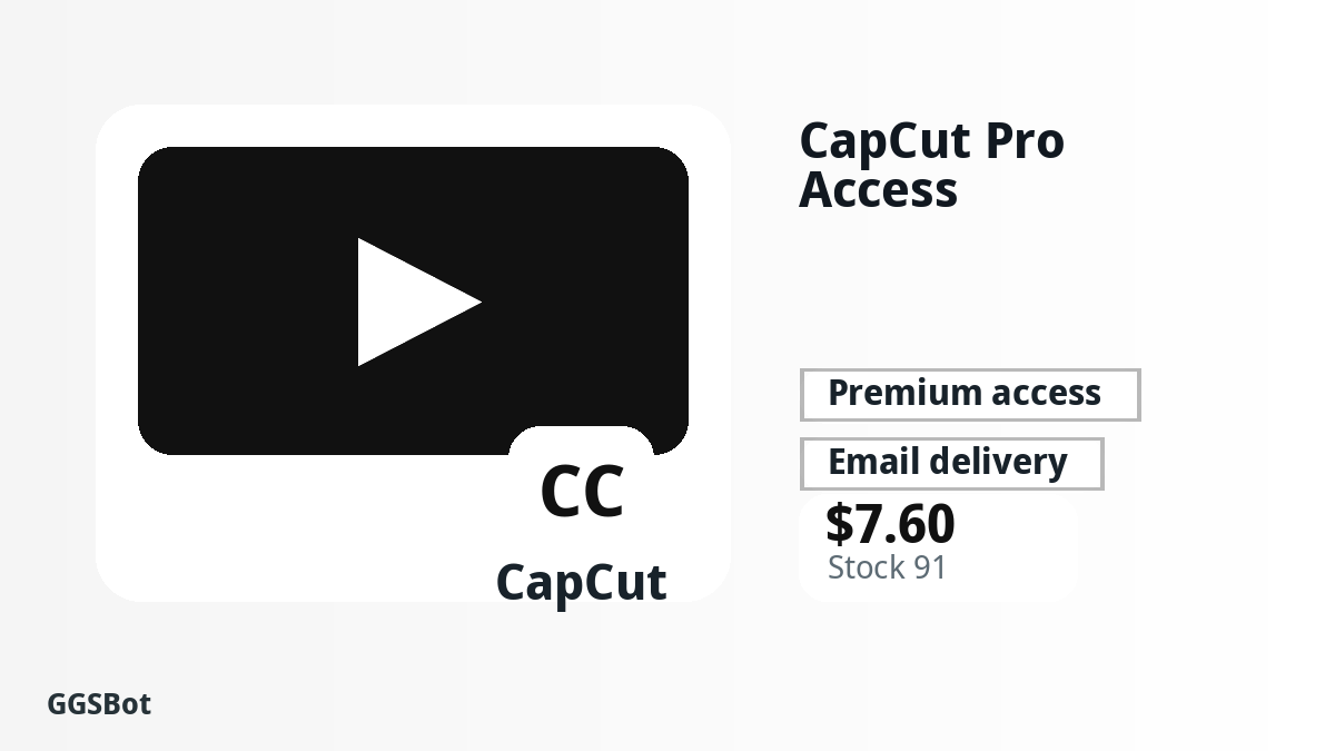 CapCut Pro Access product image with localized buying, stock, delivery and crypto checkout text