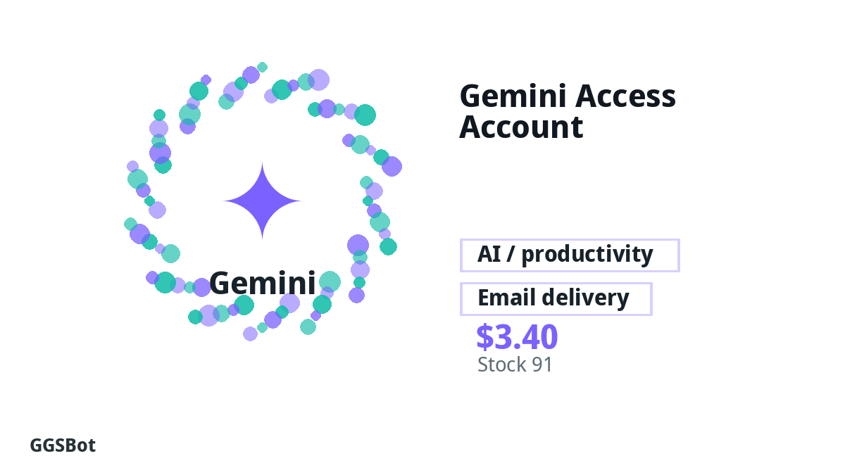 Gemini Access Account product image with localized buying, stock, delivery and crypto checkout text