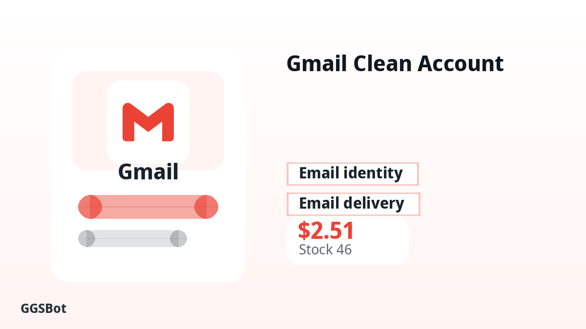 Gmail Clean Account product image with localized buying, stock, delivery and crypto checkout text
