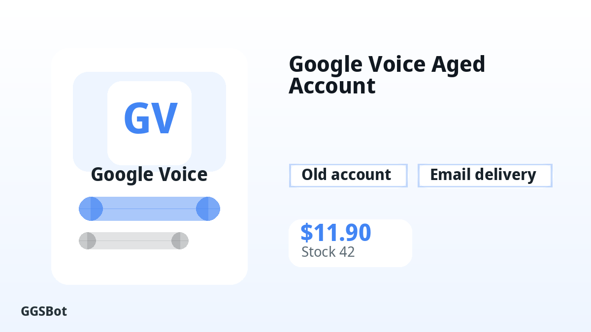 Google Voice Aged Account product image with localized buying, stock, delivery and crypto checkout text