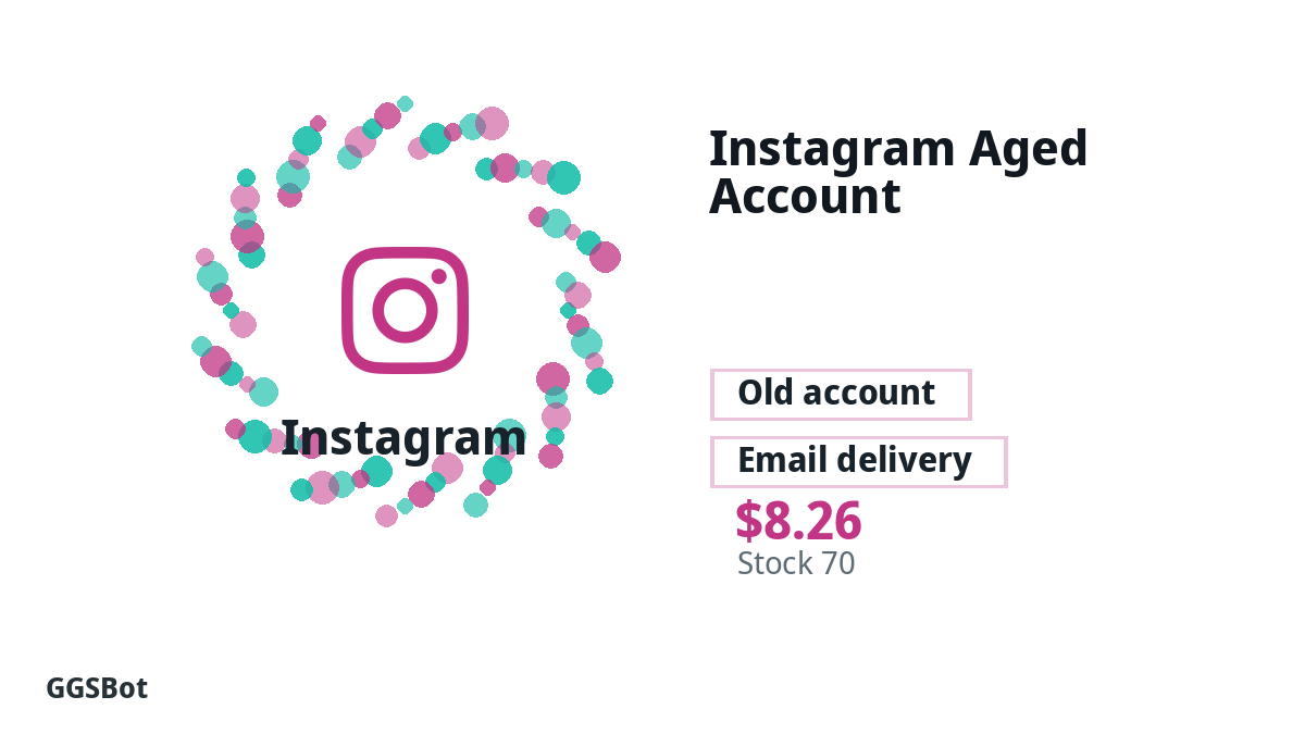 Instagram Aged Account product image with localized buying, stock, delivery and crypto checkout text