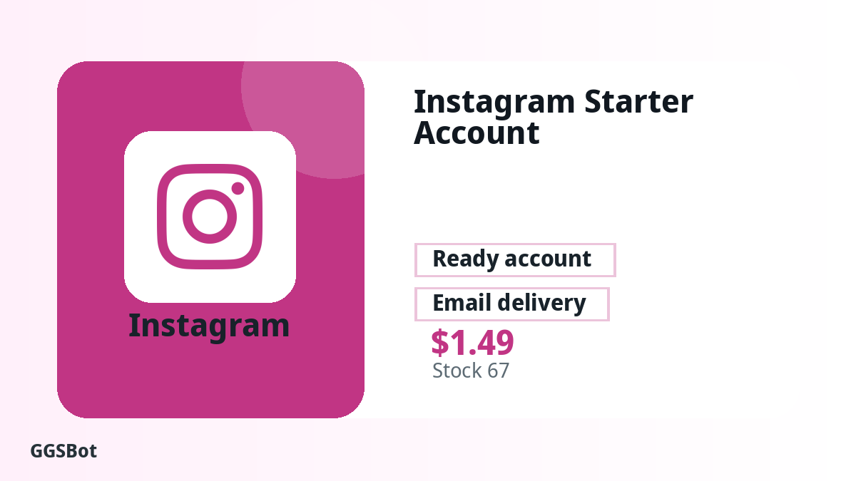 Instagram Starter Account product image with localized buying, stock, delivery and crypto checkout text