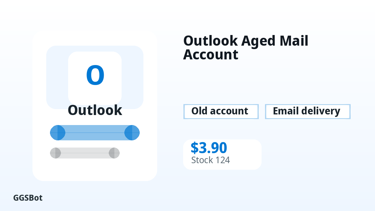 Outlook Aged Mail Account product image with localized buying, stock, delivery and crypto checkout text
