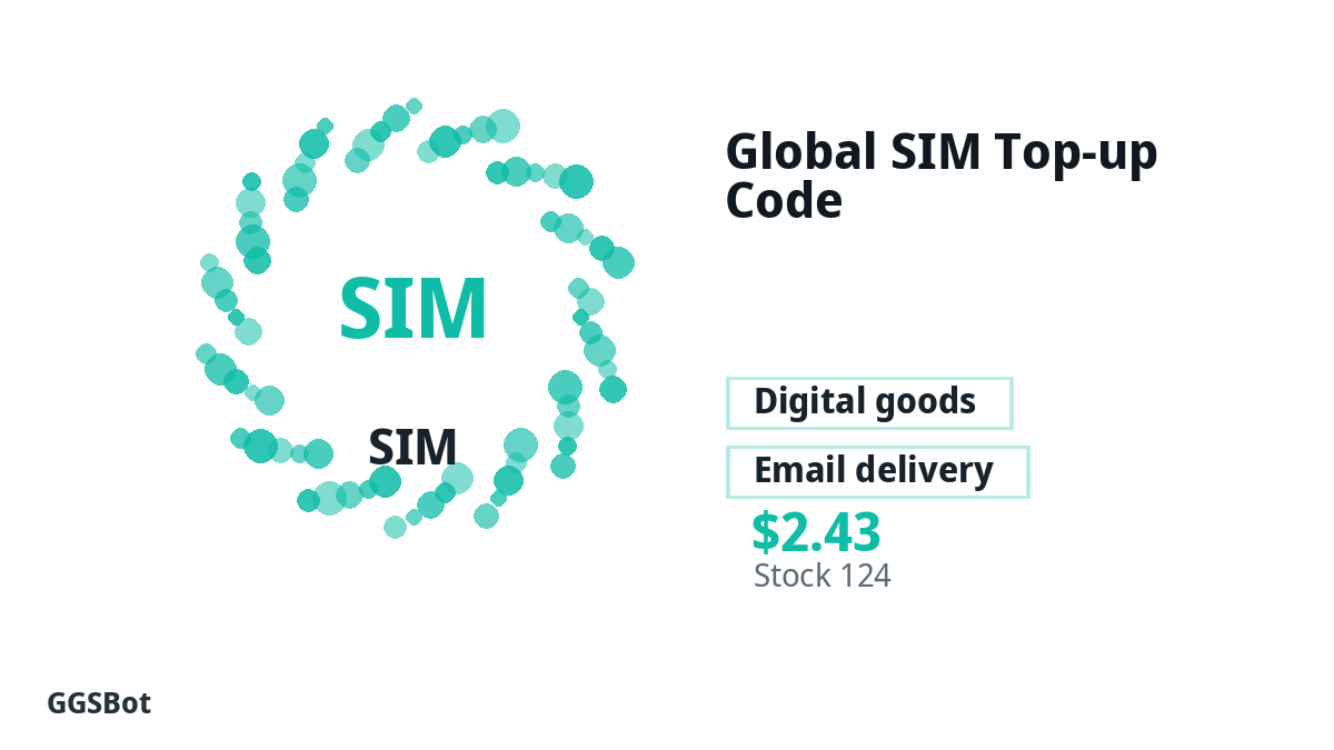 Global SIM Top-up Code product image with localized buying, stock, delivery and crypto checkout text
