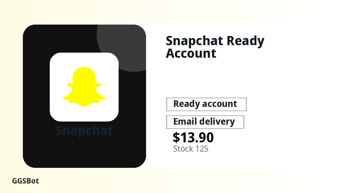 Snapchat Ready Account product image with localized buying, stock, delivery and crypto checkout text
