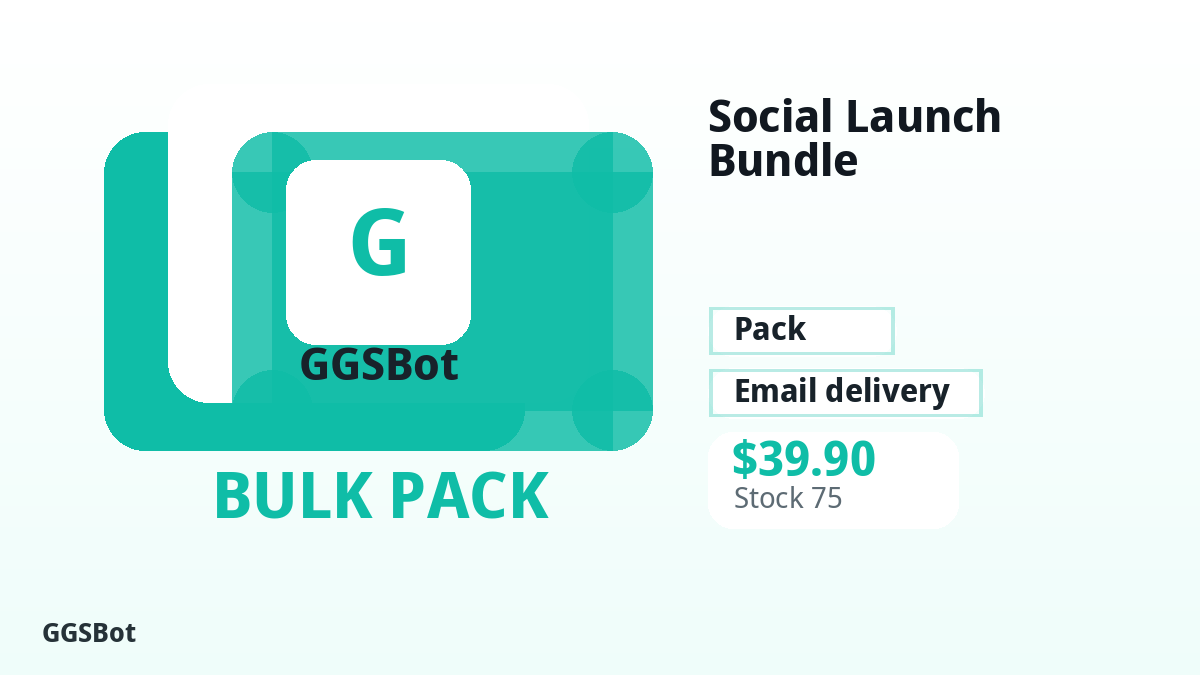 Social Launch Bundle product image with localized buying, stock, delivery and crypto checkout text