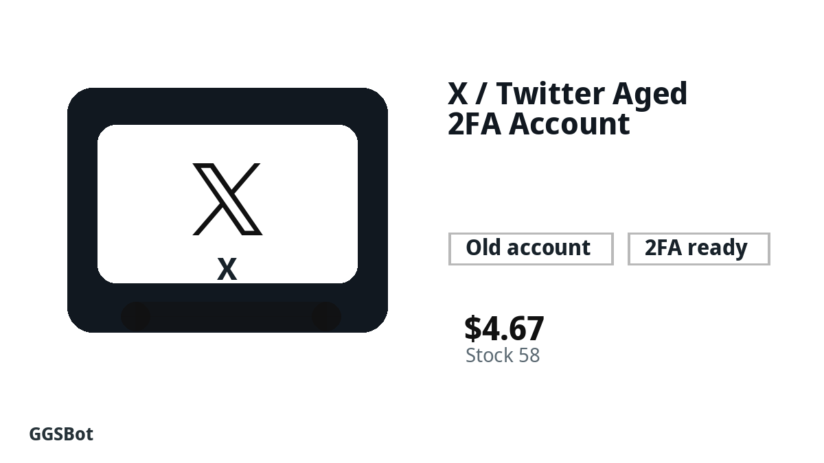 X / Twitter Aged 2FA Account product image with localized buying, stock, delivery and crypto checkout text