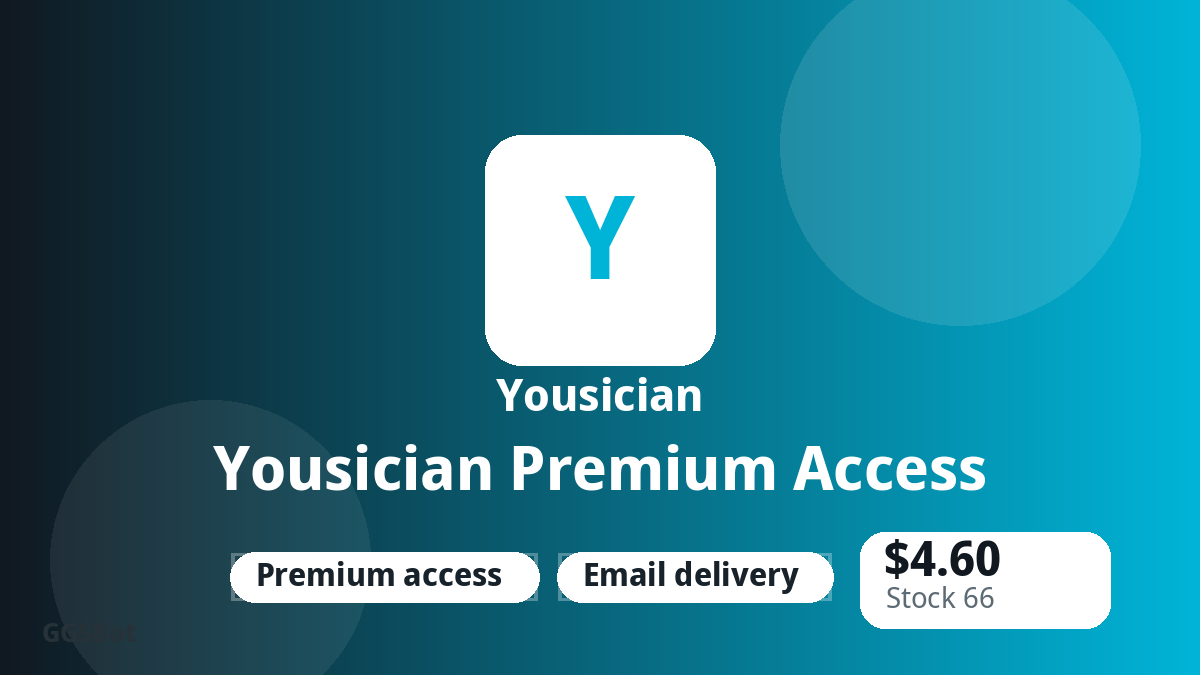 Yousician Premium Access product image with localized buying, stock, delivery and crypto checkout text