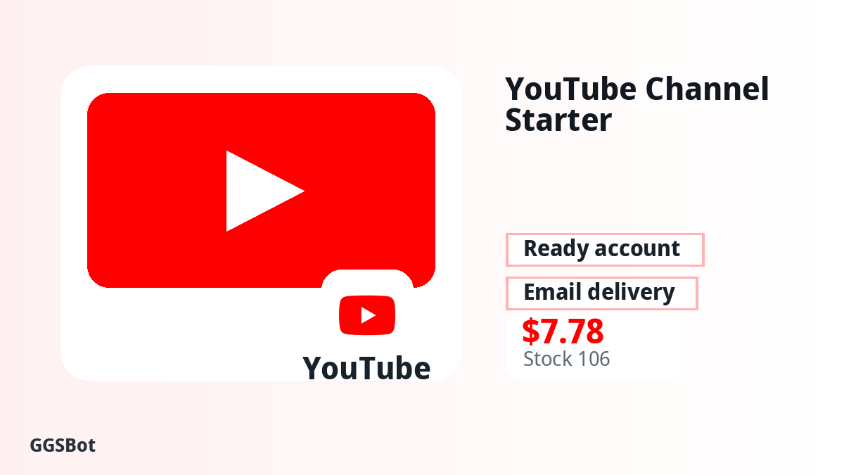 YouTube Channel Starter product image with localized buying, stock, delivery and crypto checkout text