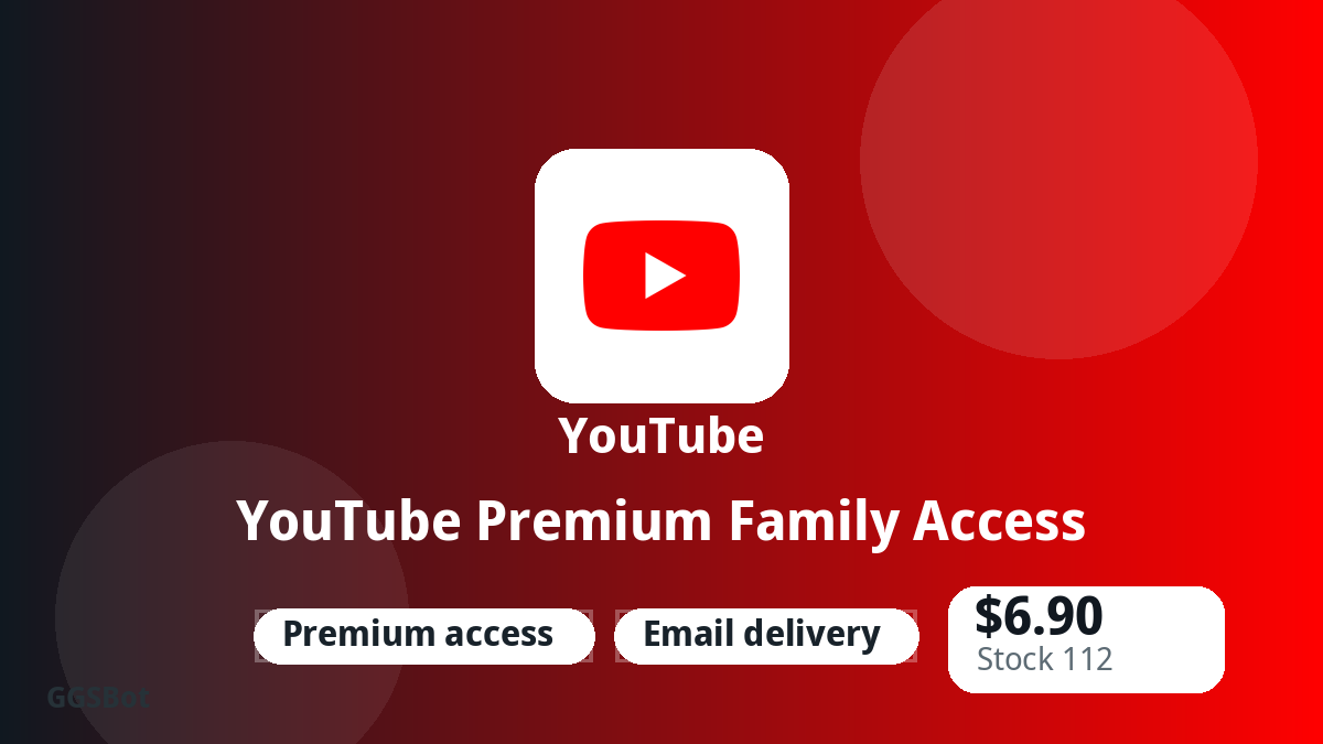 YouTube Premium Family Access product image with localized buying, stock, delivery and crypto checkout text