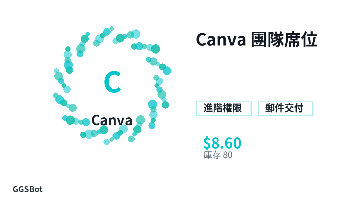 Canva 團隊席位 product image with localized buying, stock, delivery and crypto checkout text